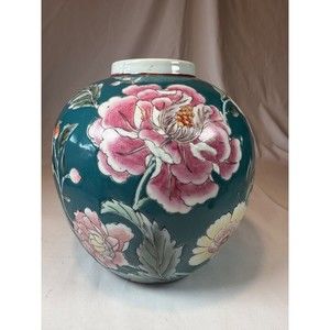 Vtg Hand Painted Floral Vase Approximately 8" x 8.5"